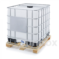 Serbatoio IBC da 1000 litri, pallet in legno, densità 1900 - Approvato UN