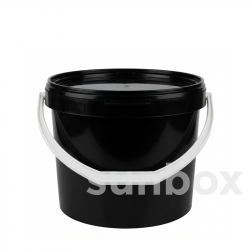 Secchio nero da 7 L con manico bianco